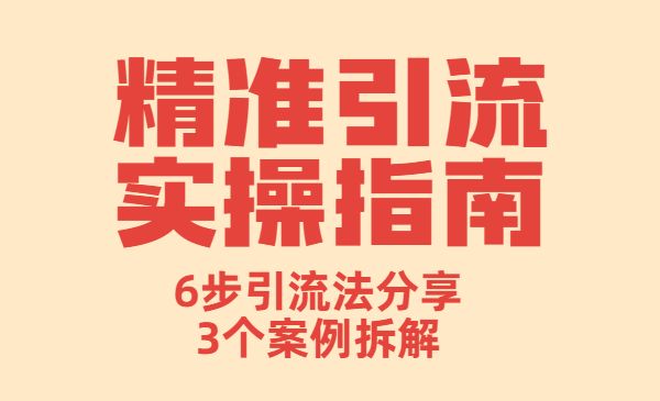 精准引流实操指南，6步引流法分享，3个案例拆解（完整版）