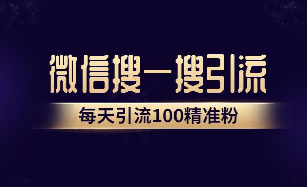 微信搜一搜引流教程，每天引流100精准粉