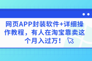 （1199期）网页APP封装软件【安卓版】+详细操作教程，有人在淘宝靠卖这个月入过万！