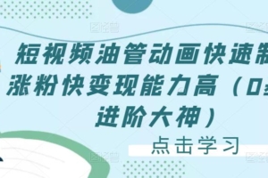（2810期）短视频油管动画快速制作，涨粉快、变现能力高（0基础进阶大神）