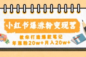 （2864期）小红书爆涨粉变现营，教你打造爆款笔记，年涨粉20w+月入20w