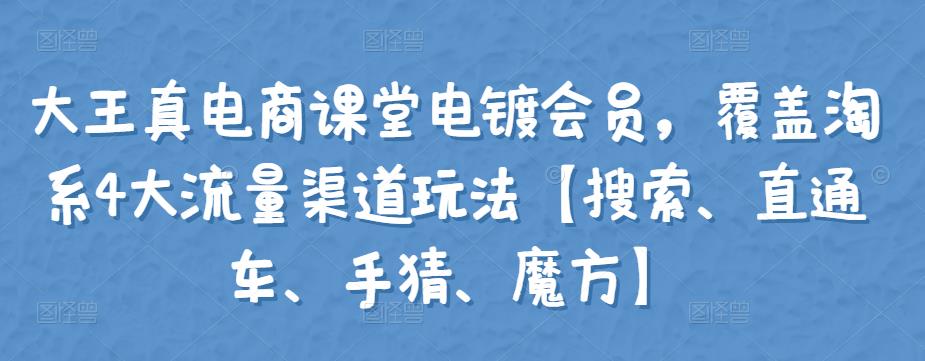 大王真电商课堂电镀会员，覆盖淘系4大流量渠道玩法【搜索、直通车、手猜、魔方】