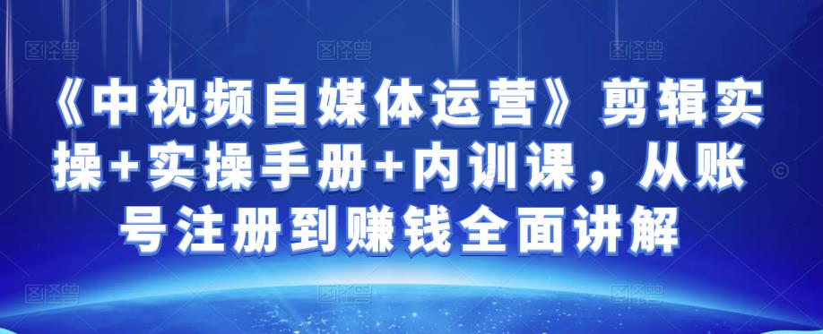 金梦《中视频自媒体运营》剪辑实操+实操手册+内训课，从账号注册到赚钱全面讲解