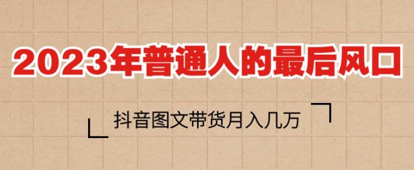 （4257期）2023年普通人的最后风口，抖音图文带货月入几万，只需一部手机即可操作