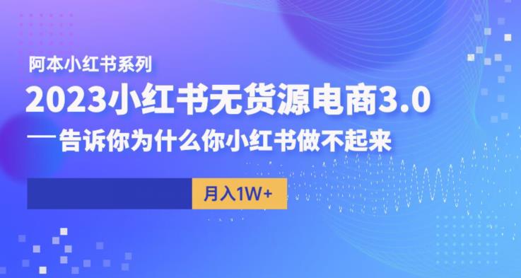 （4576期）阿本小红书无货源电商3.0，告诉你为什么你小红书做不起来