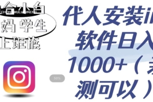 （4876期）代人安装ins软件日入1000+，适合小白宝妈学生上班族（亲测可行）【揭秘】